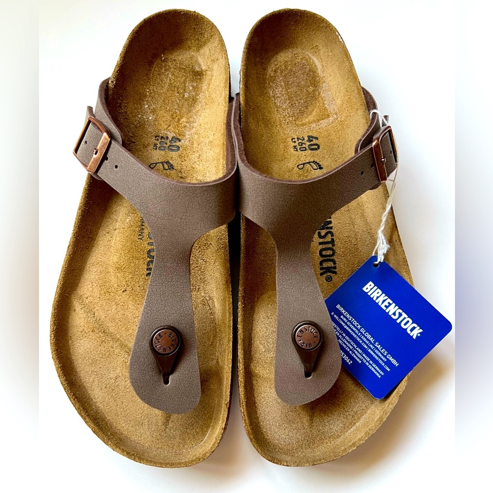 Birkenstock Gizeh Brown Leather Thong Sandal Size 40 Regular